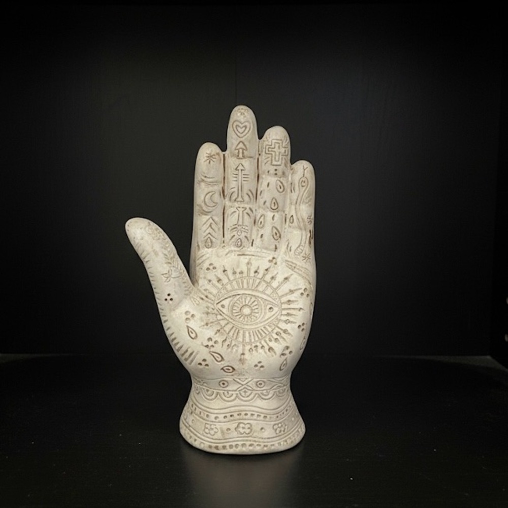 Hamsa White Dolly Boho Psychic Spiritual Hand Decor Evil Third Eye 5”